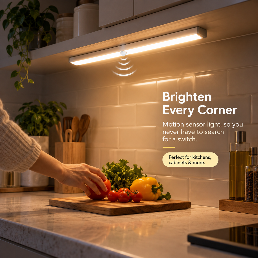 Rechargeable Motion Sensor Light Bar – LED Under Cabinet Light for Closets, Kitchens & Wardrobes